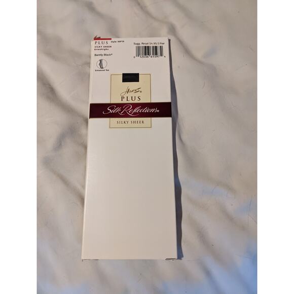 Hanes Plus Silk Reflections Knee Highs Silky Sheer Barely Black Nylon Stockings - Picture 1 of 4